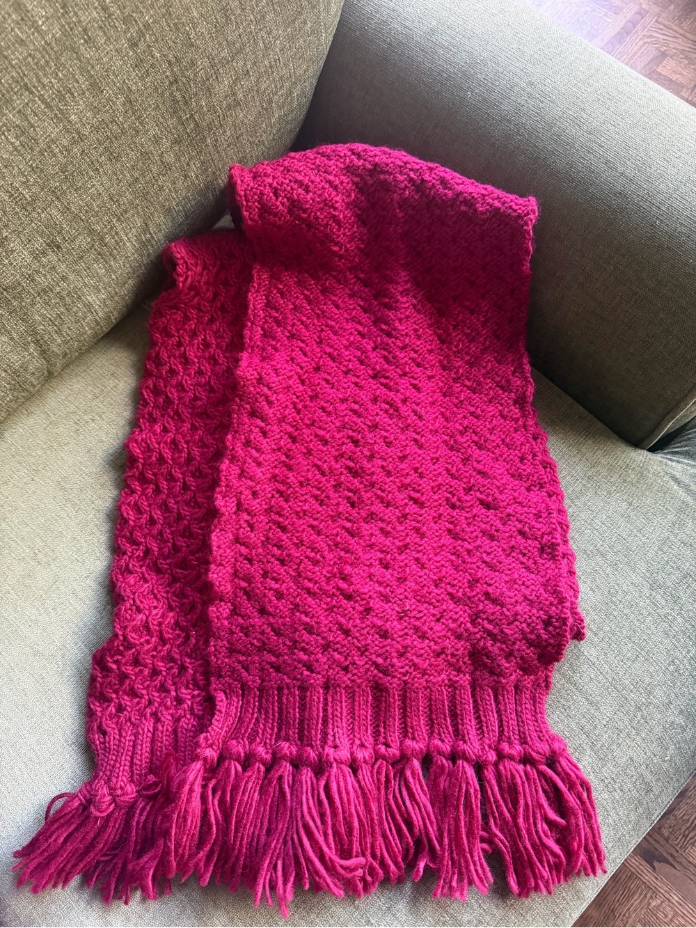 Bright Pink Knit Fringe Scarf - Women Accessories